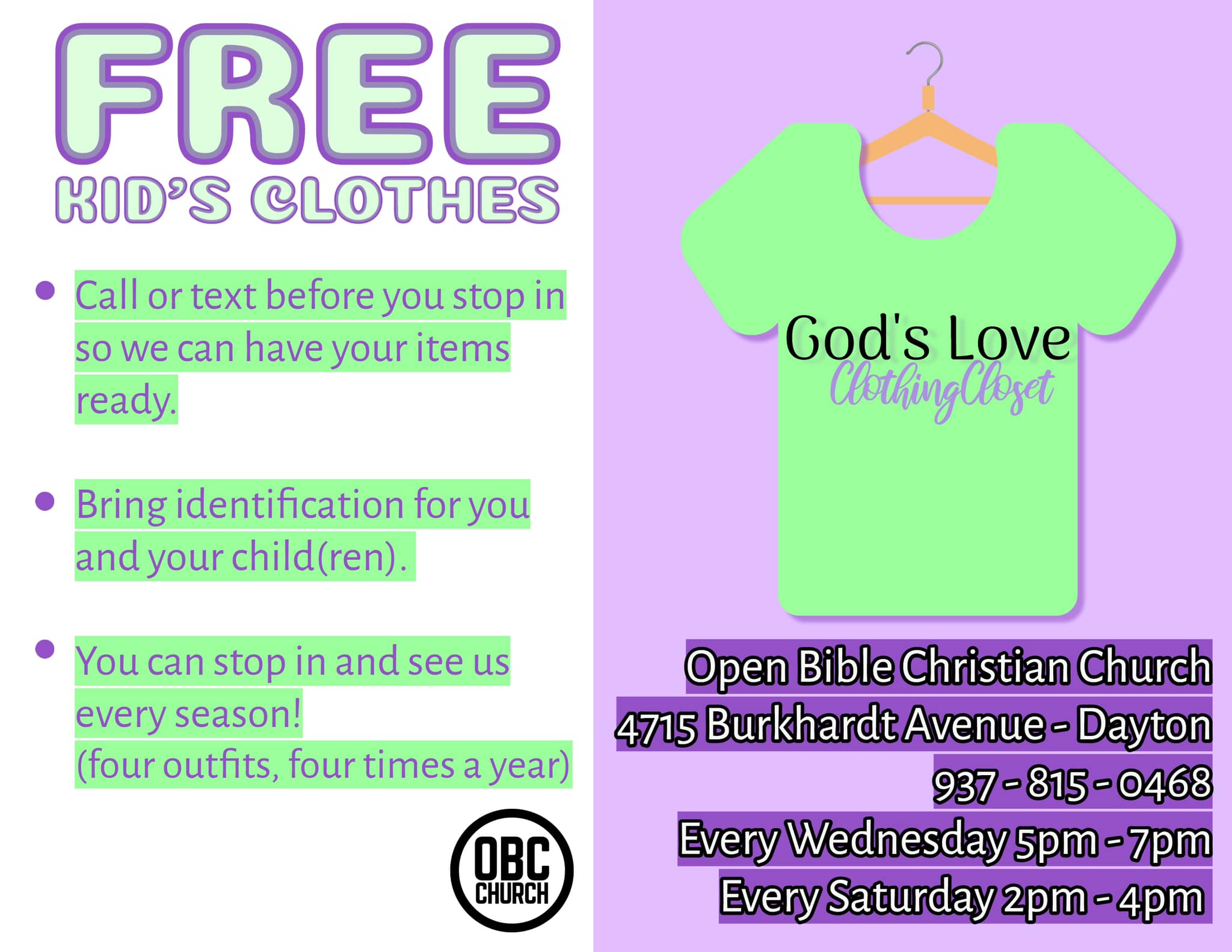 free kid's clothes flyer