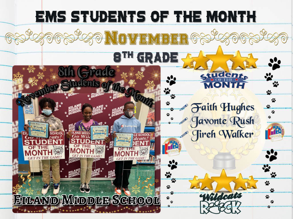 EMS November 8th Grade Students of the Month 
