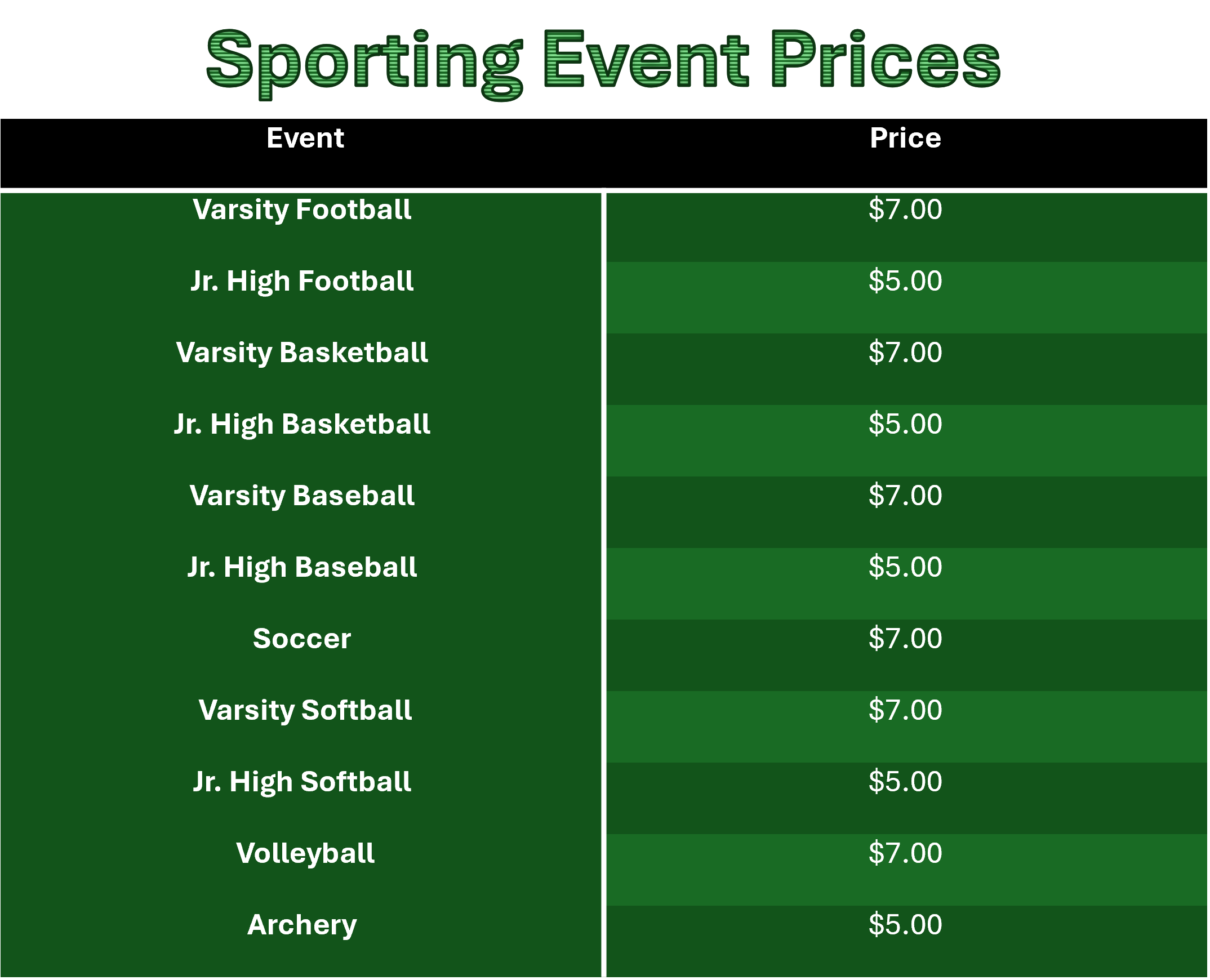 sporting event prices