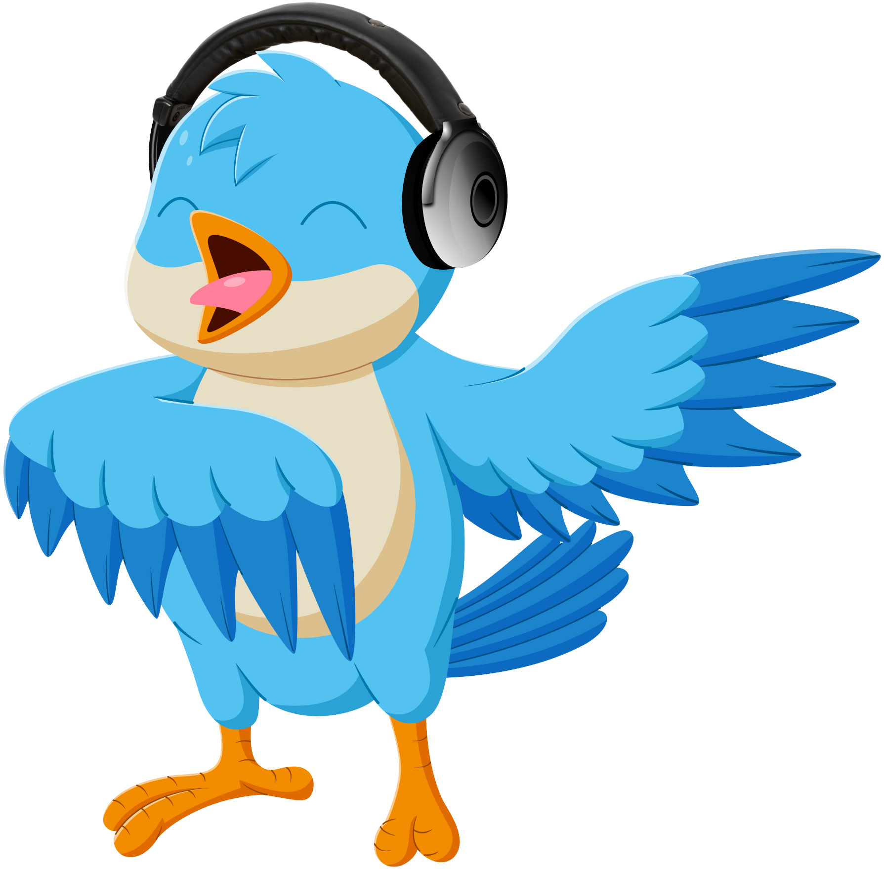 Music Ministry blue bird with earphones