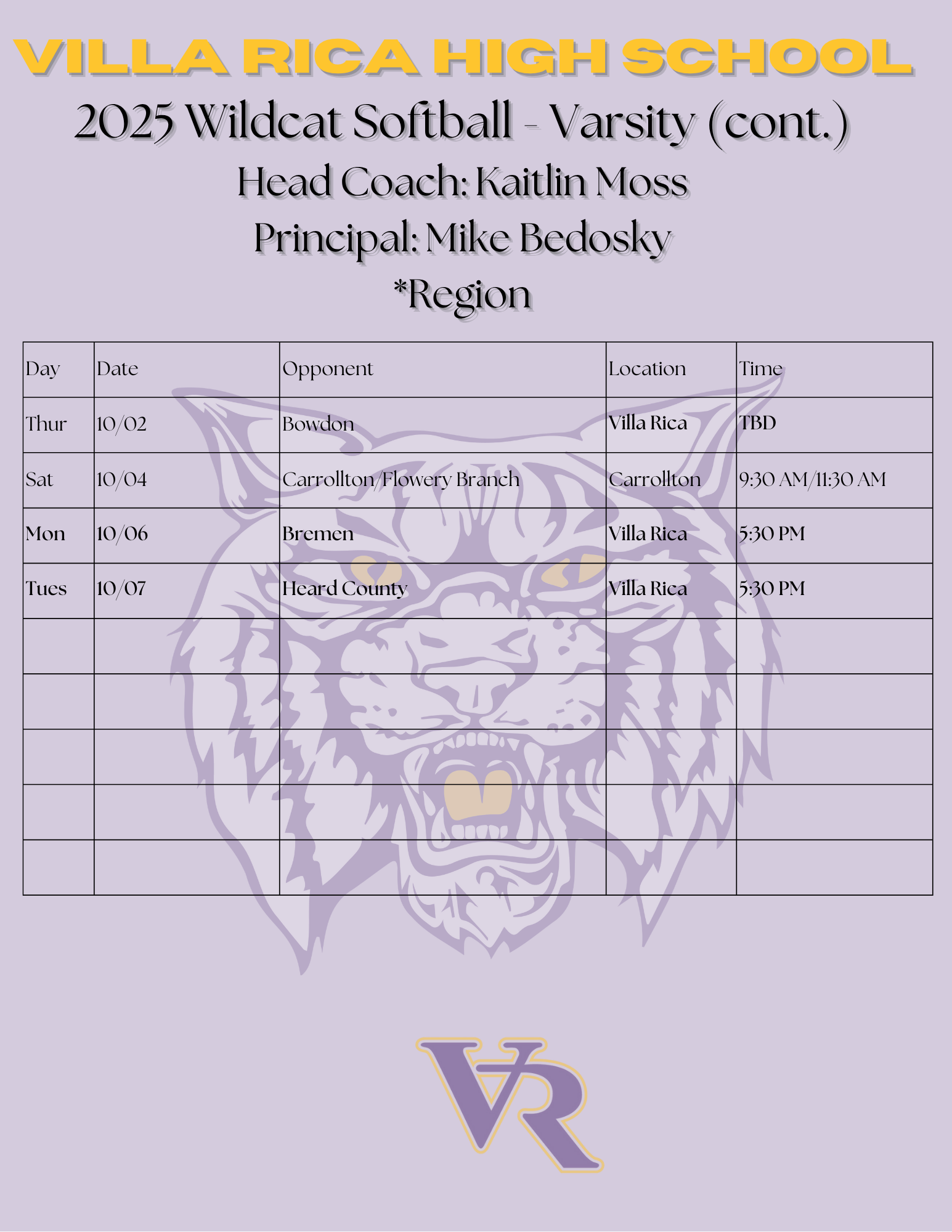 schedule