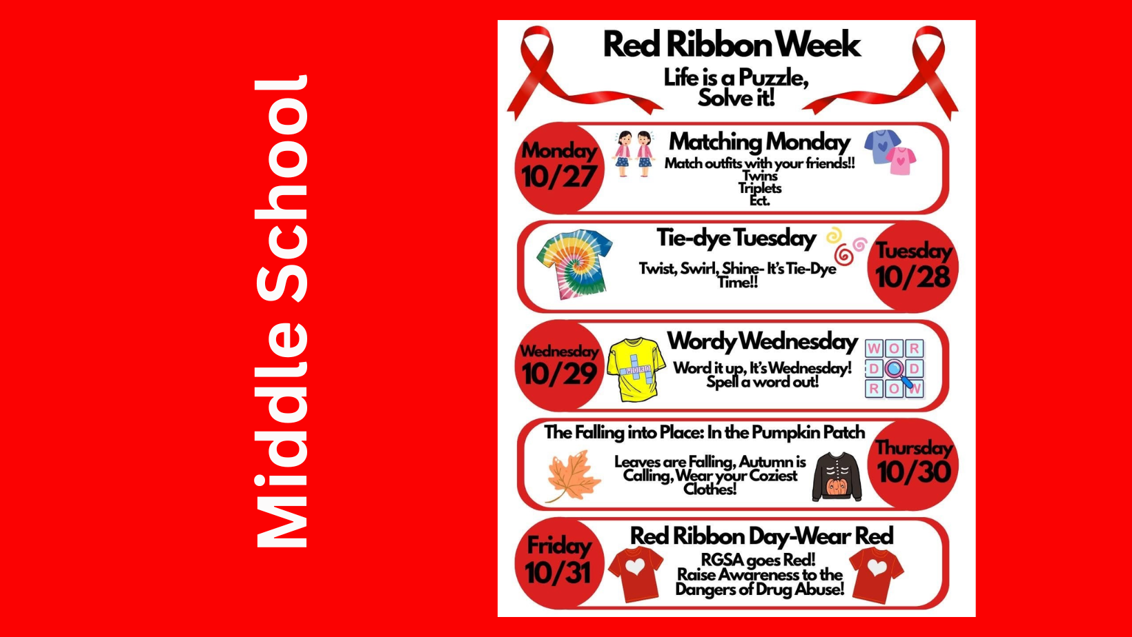 middle school red ribbon week