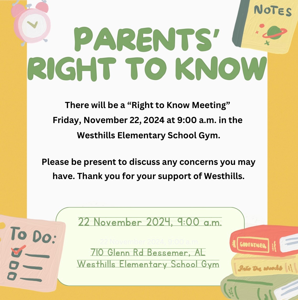 Novemer 22nd Parents' Right to Know Meeting