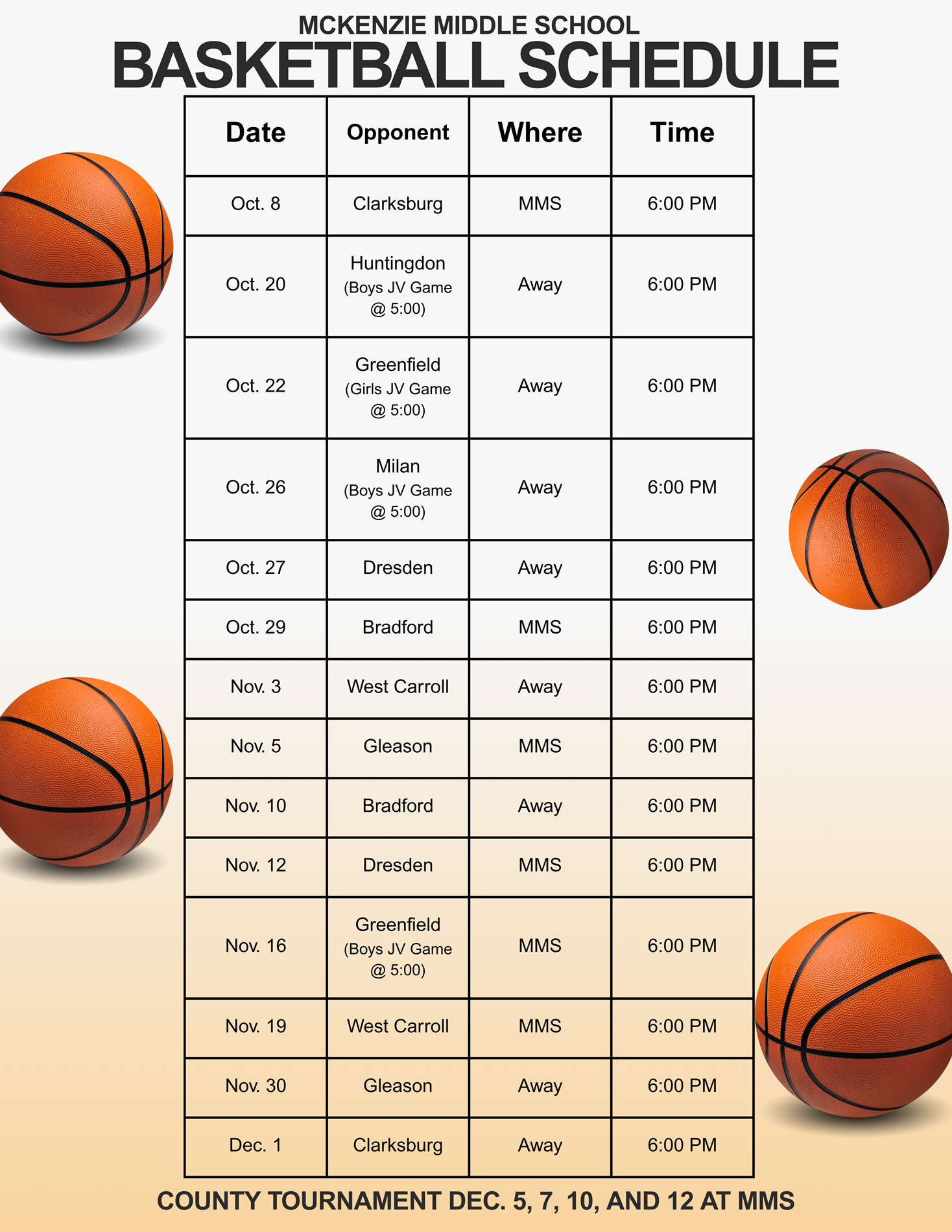Basketball Schedule 2026