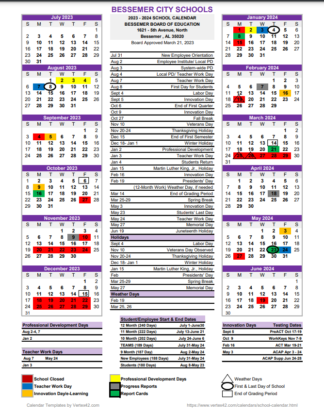 2023-2024 BCS Calendar 