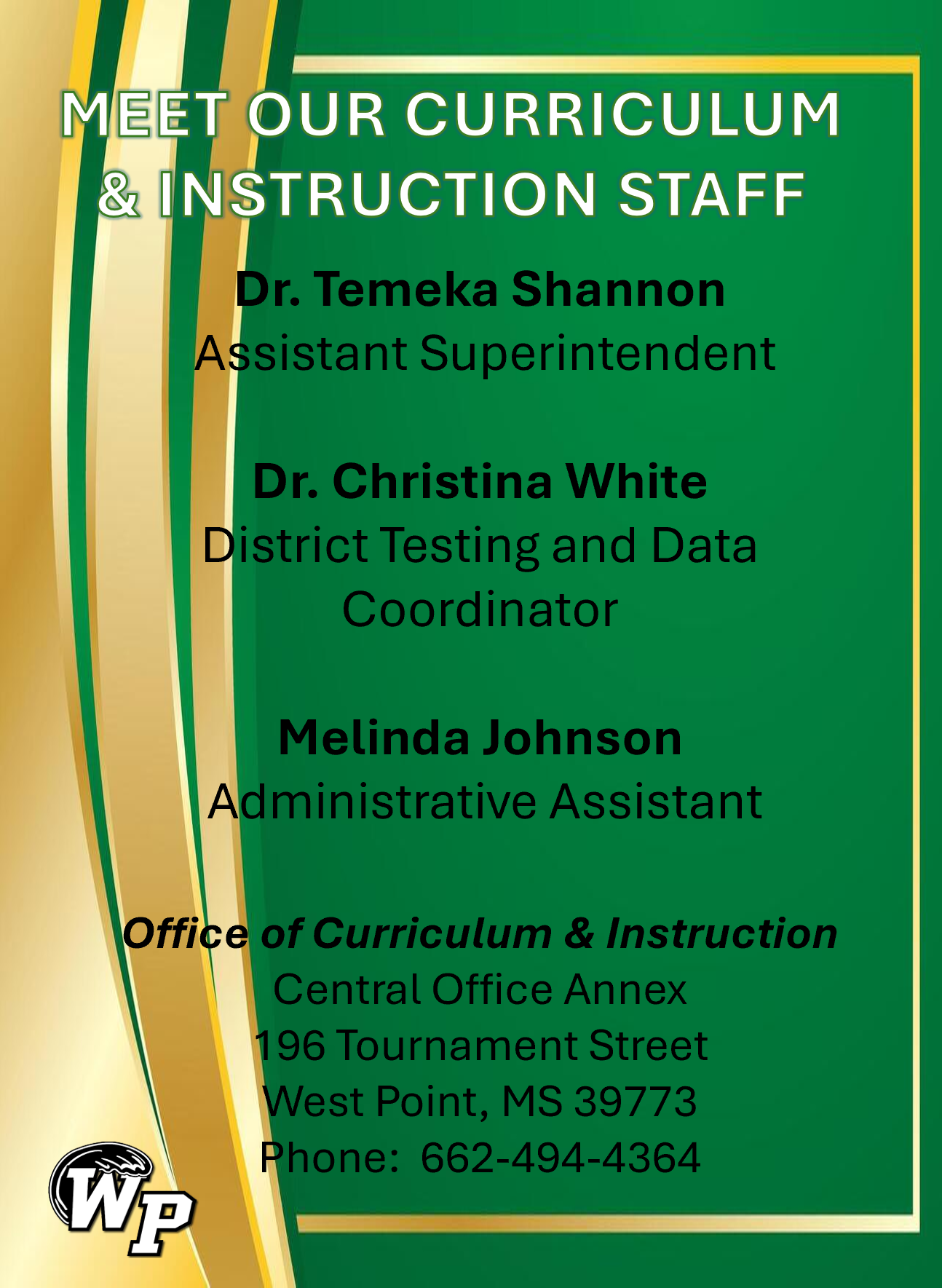 staff curriculum and instruction department