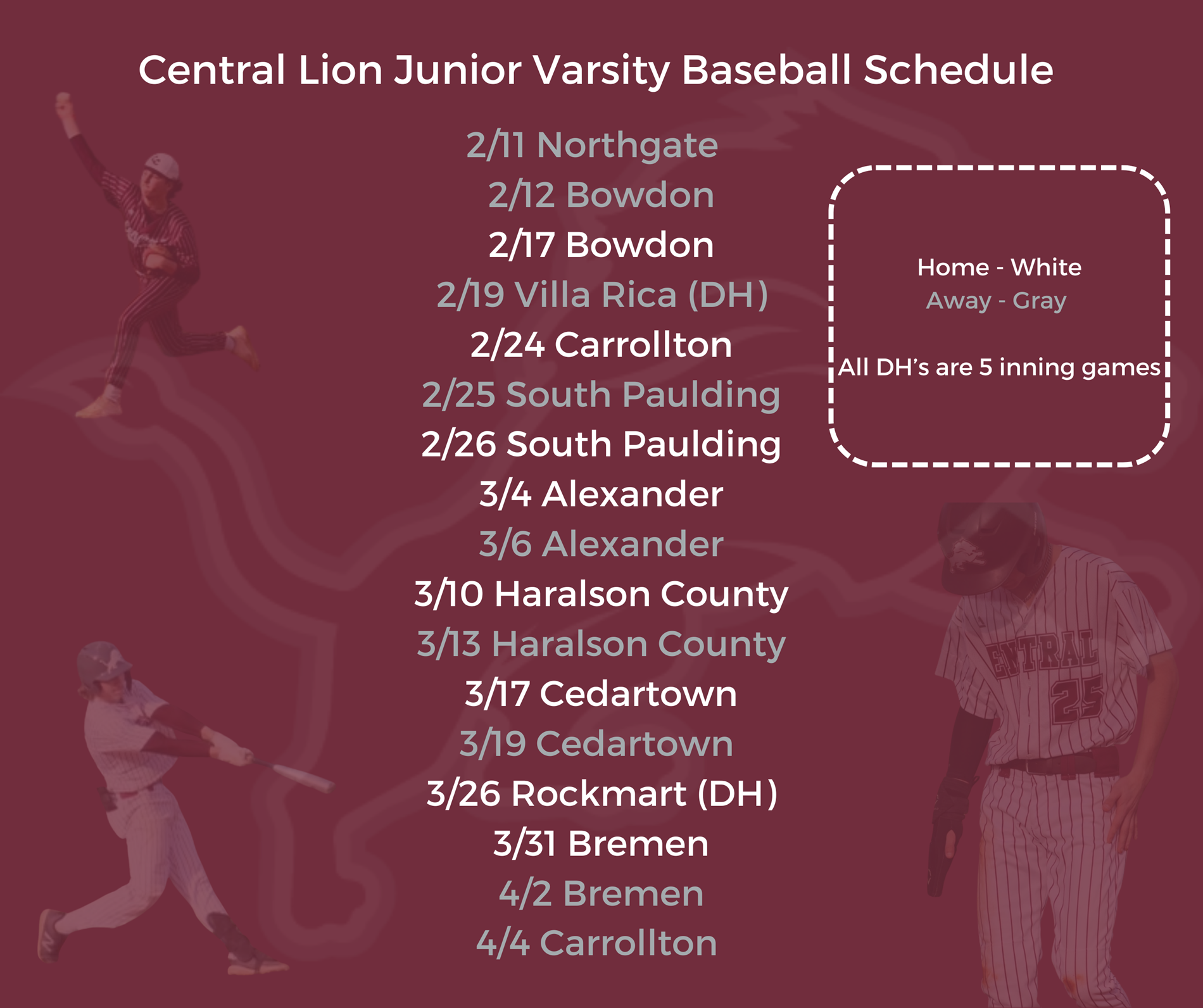 JV Baseball Schedule