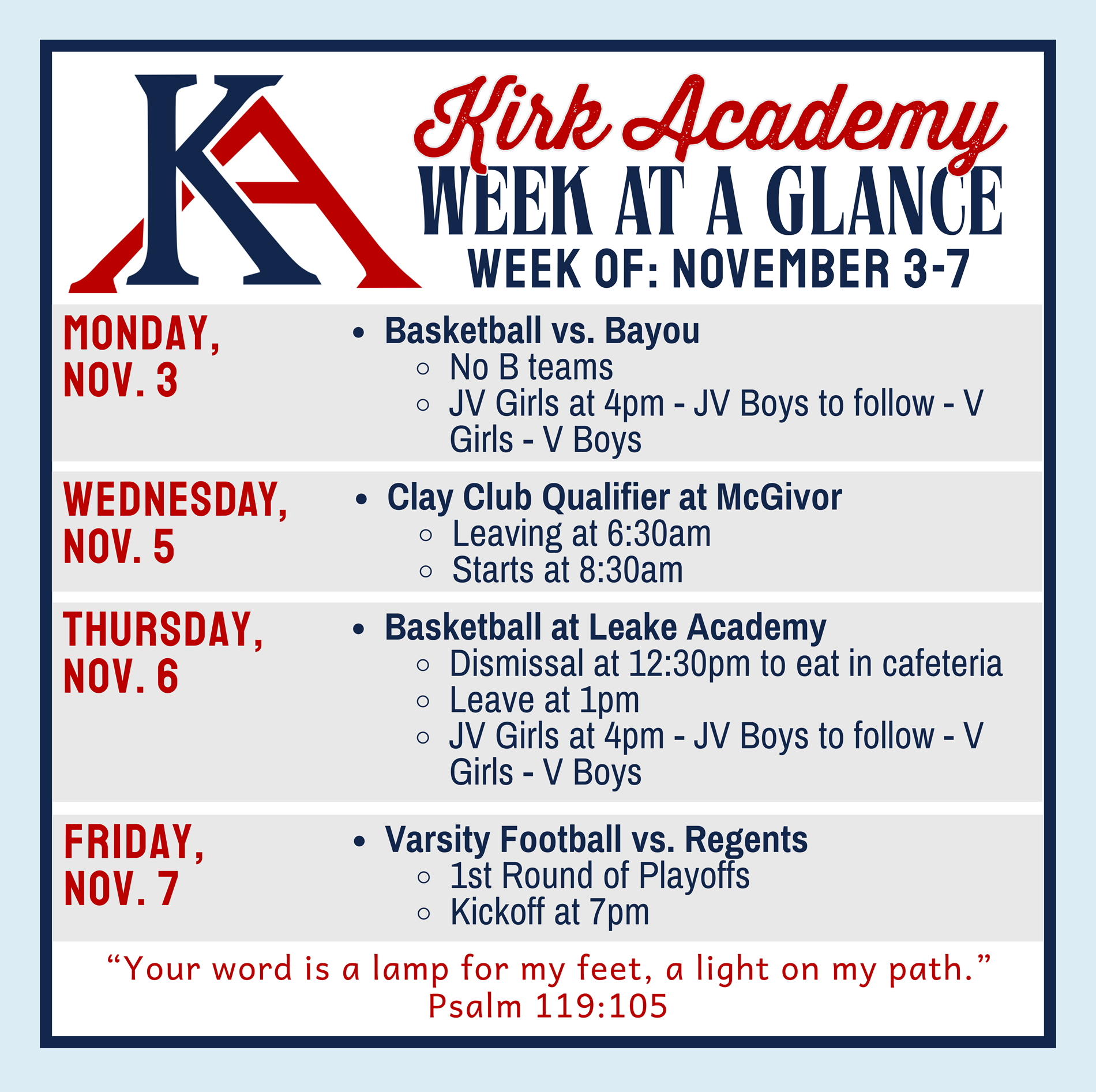 week at a glance