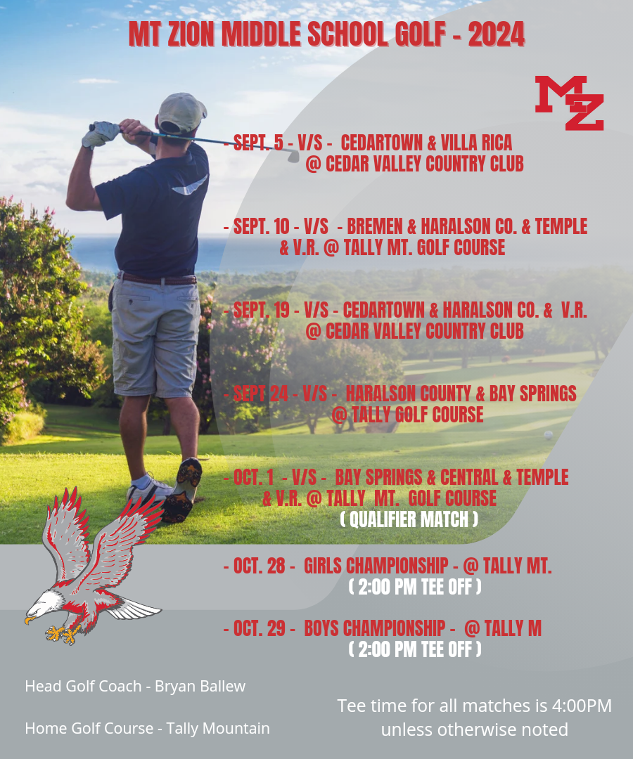 Golf schedule