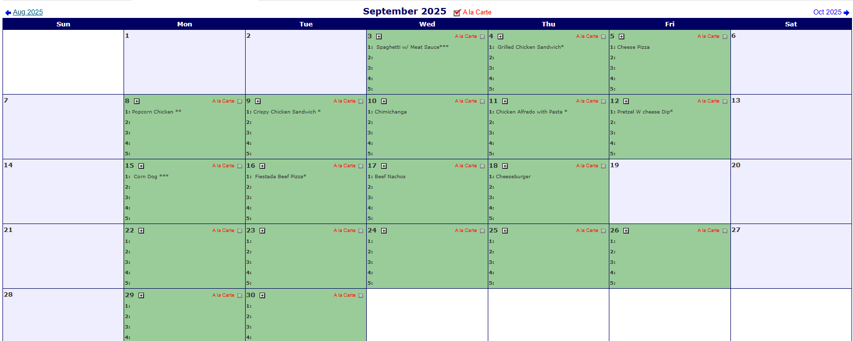 September Menu September Menu