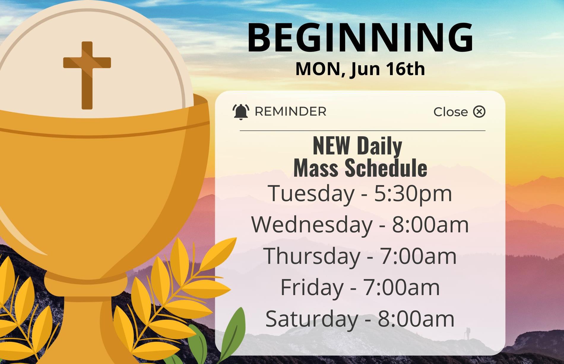 New Mass Schedule