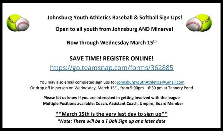 Johnsburg Youth Baseball/Softball Sign Up