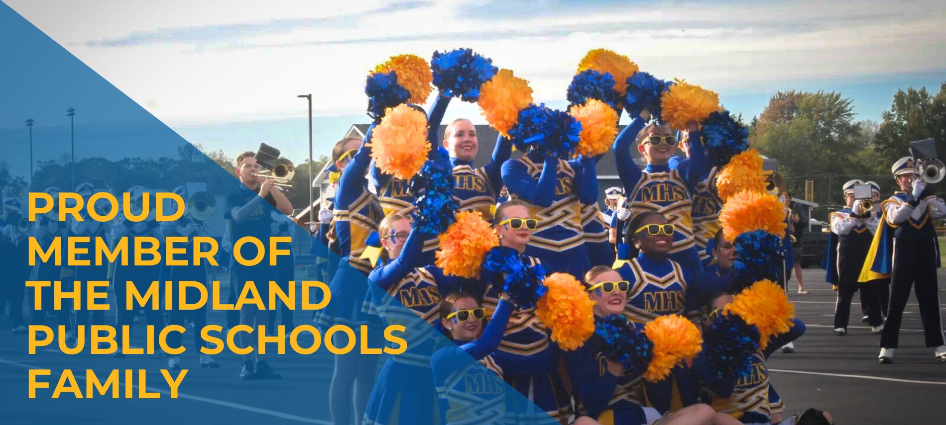 Proud Member of the Midland Public Schools Family over school cheerleaders