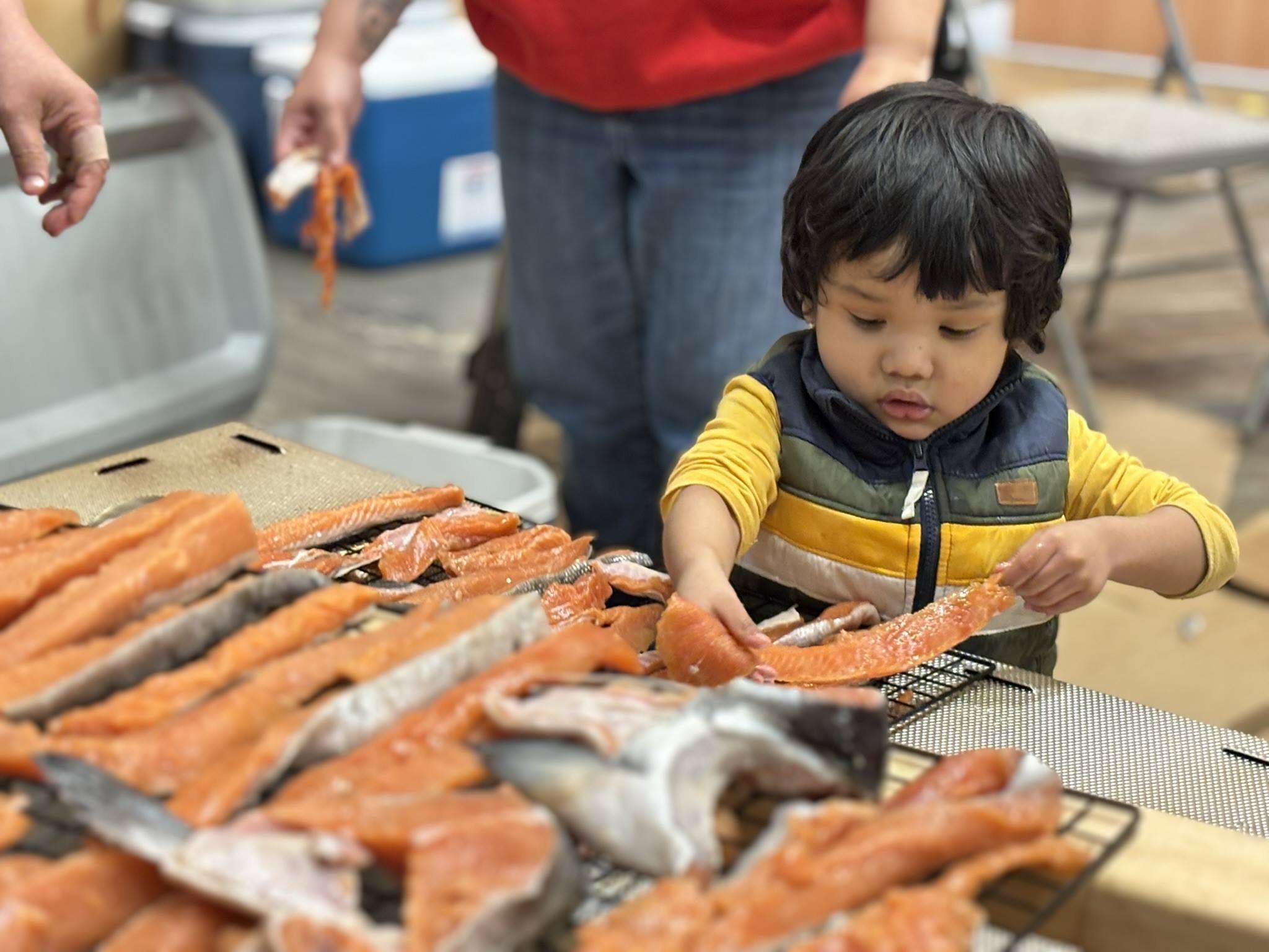 HS student with salmon