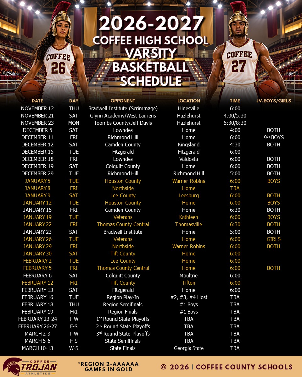2026-2027 CHS Varsity Basketball Schedule