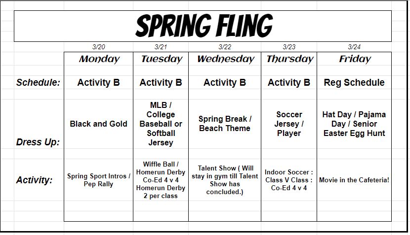 Spring Fling Schedule Spring Fling Schedule