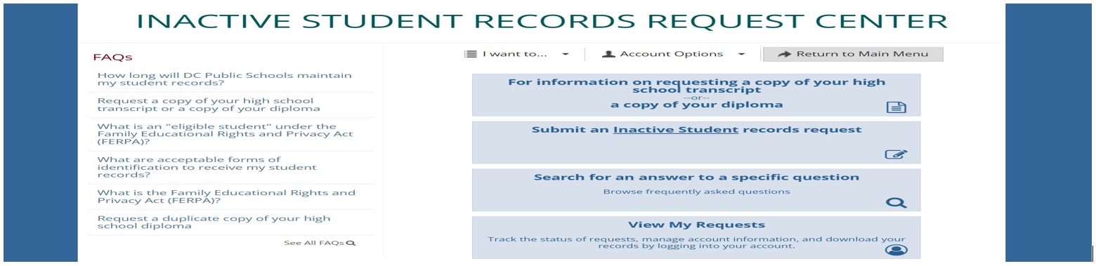 DCPS Inactive Student Records Request Center