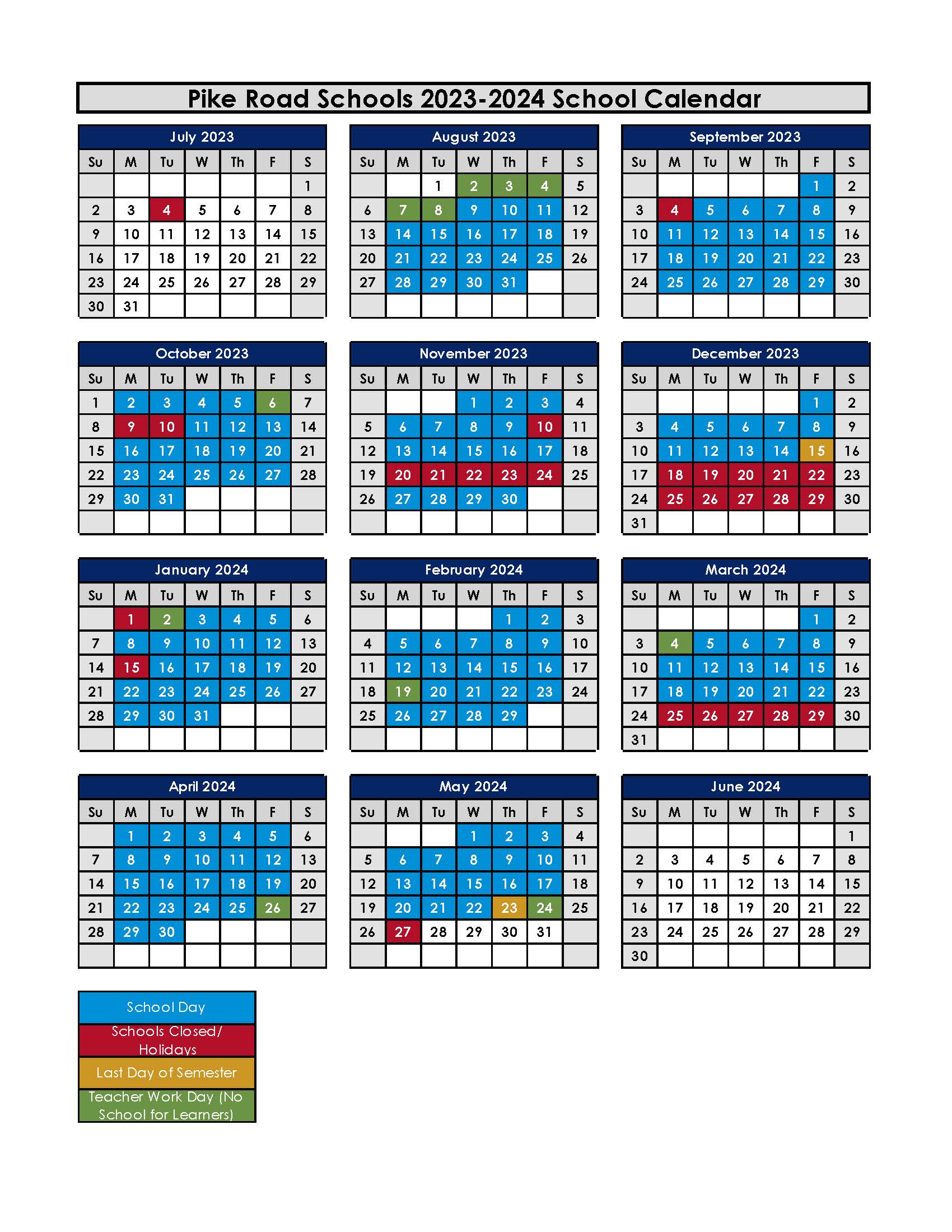 Pike Road Schools Calendar 2022 and 2023 - PublicHolidays.com