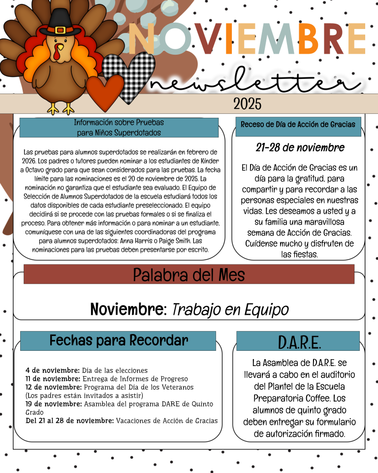 November Spanish Newsletter