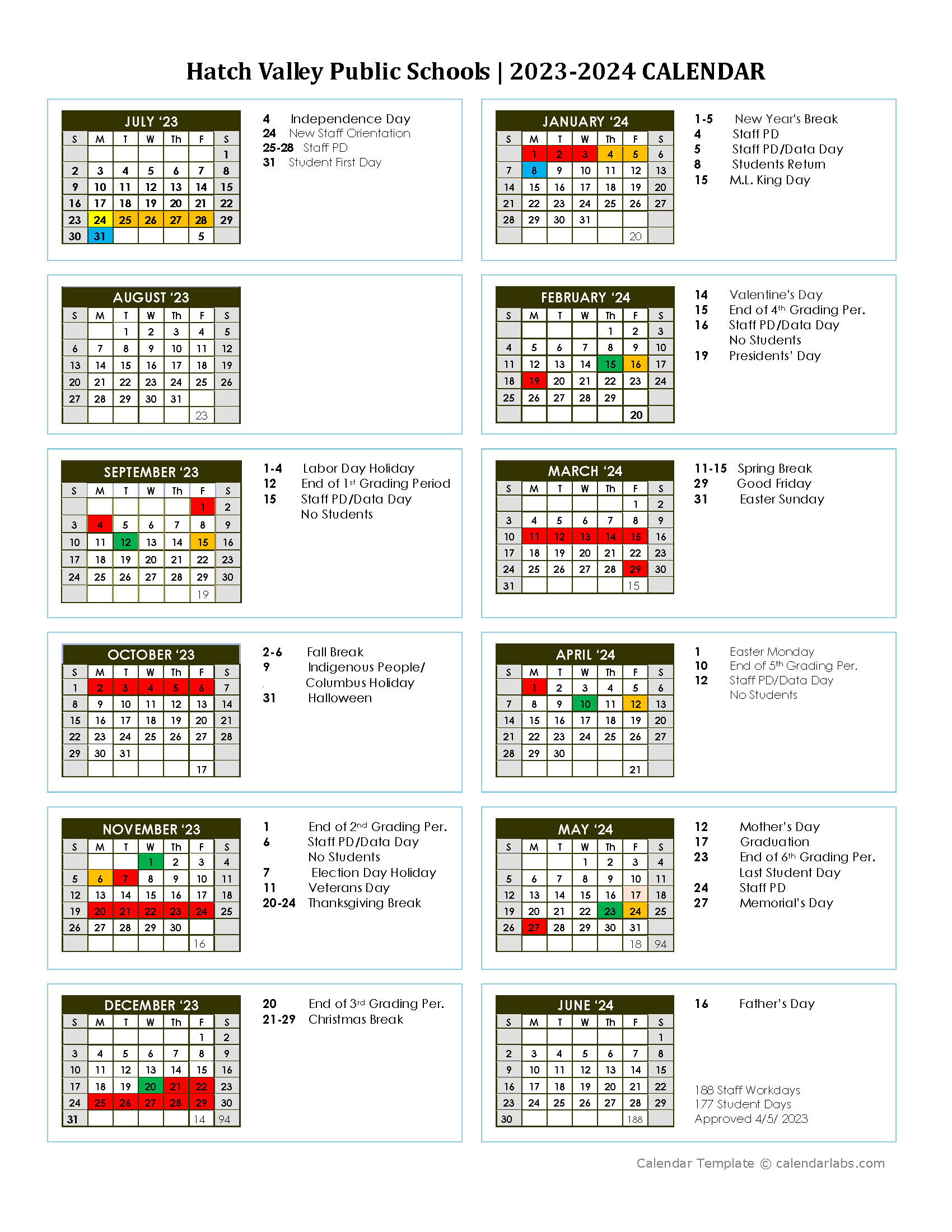 Instructional Calendar