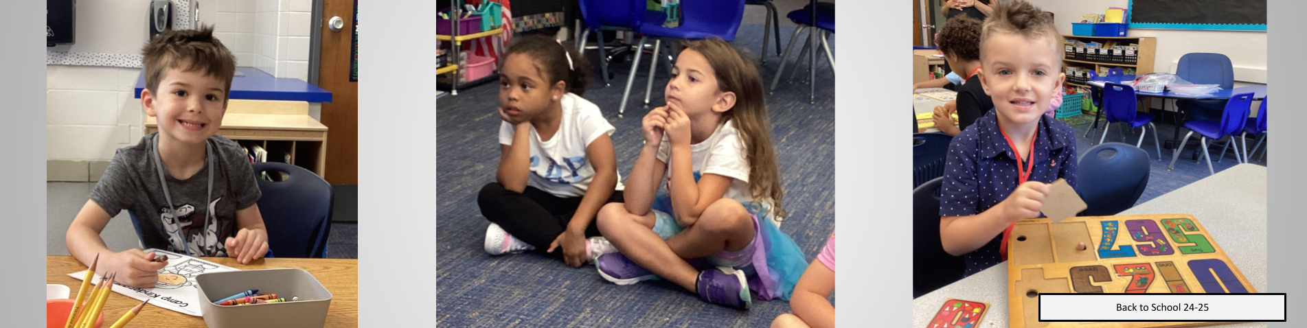 Various students listening and smiling during their first few days of school