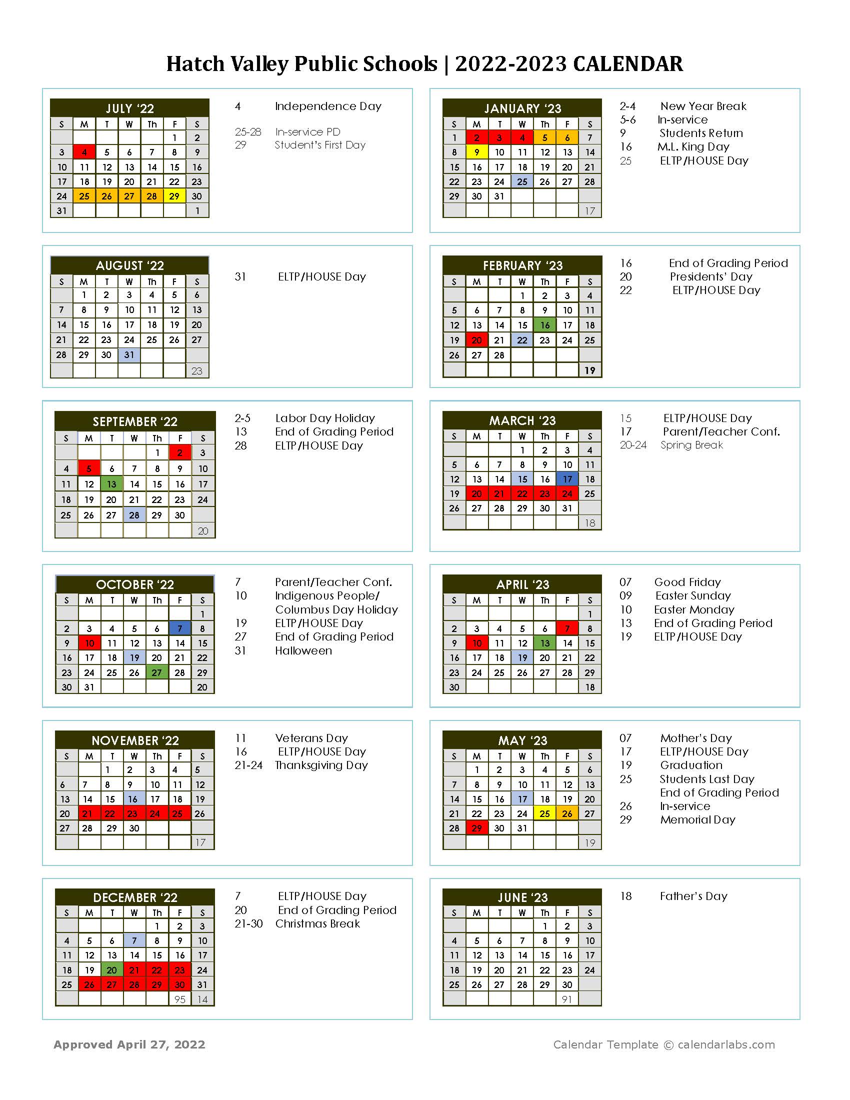 Instructional Calendar