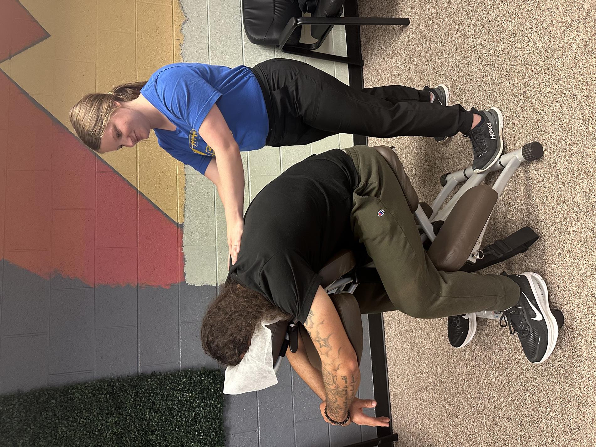 Chair massage for staff wellness and appreciation. 