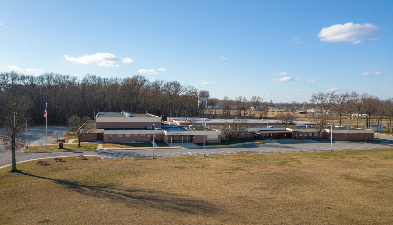 Nehaunsey school building sky view