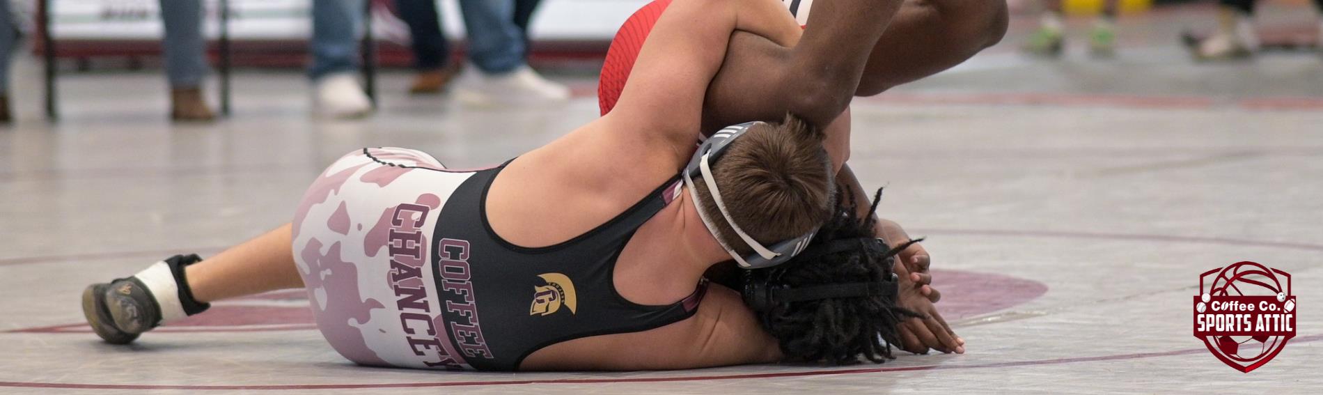 A Coffee High School wrestler in action