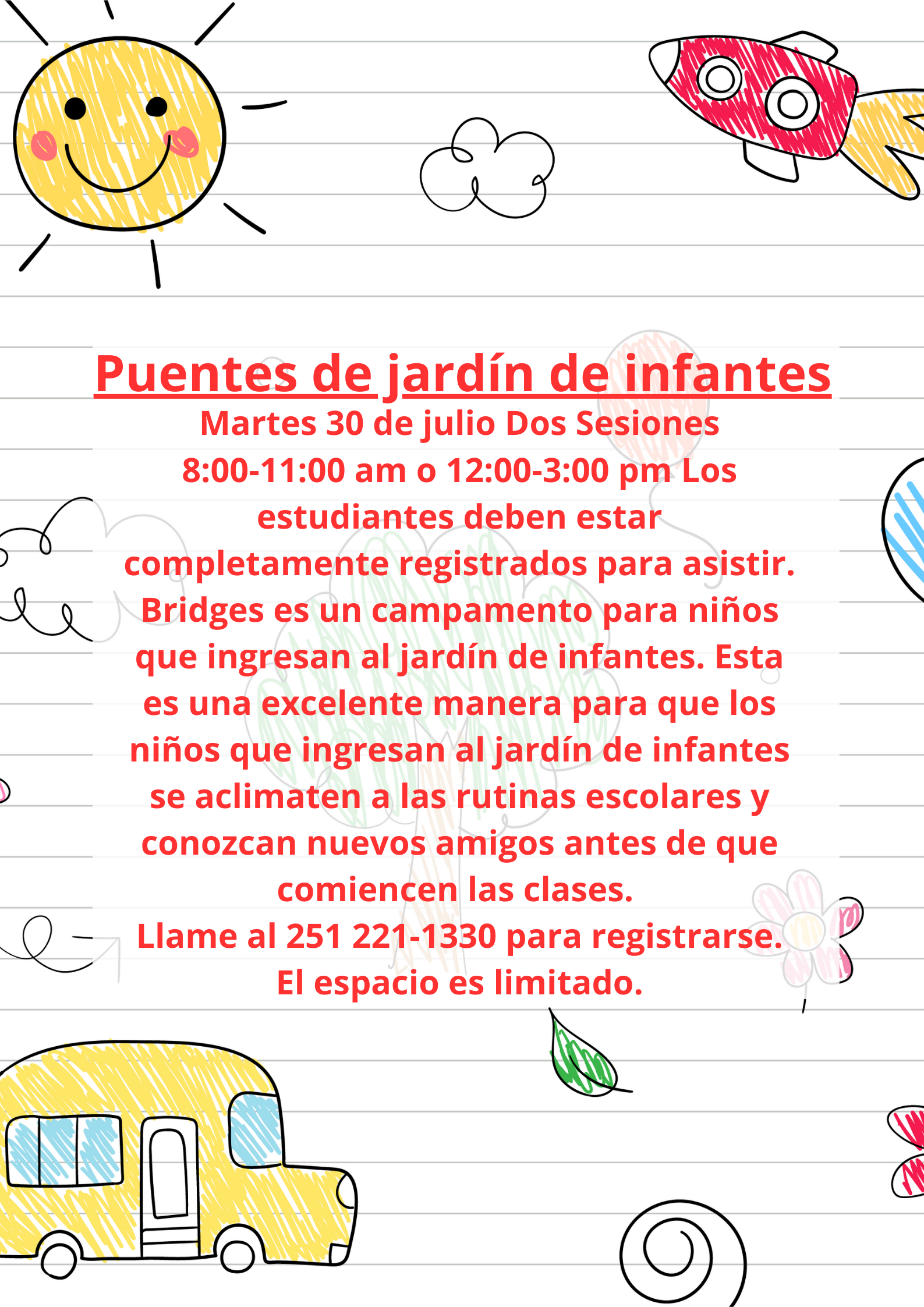 Kindergarten Bridges flyer in Spanish
