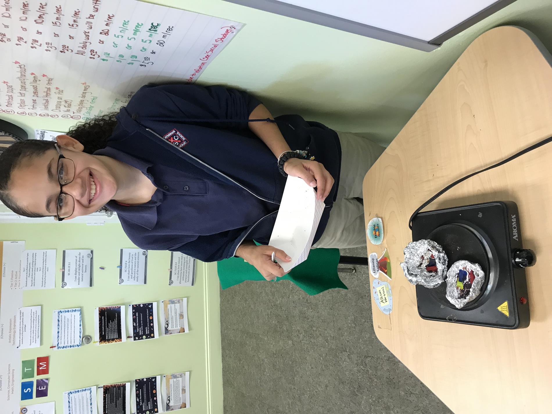 Julianna simulates how Metamorphic rock is turned into Igneous rock by melting