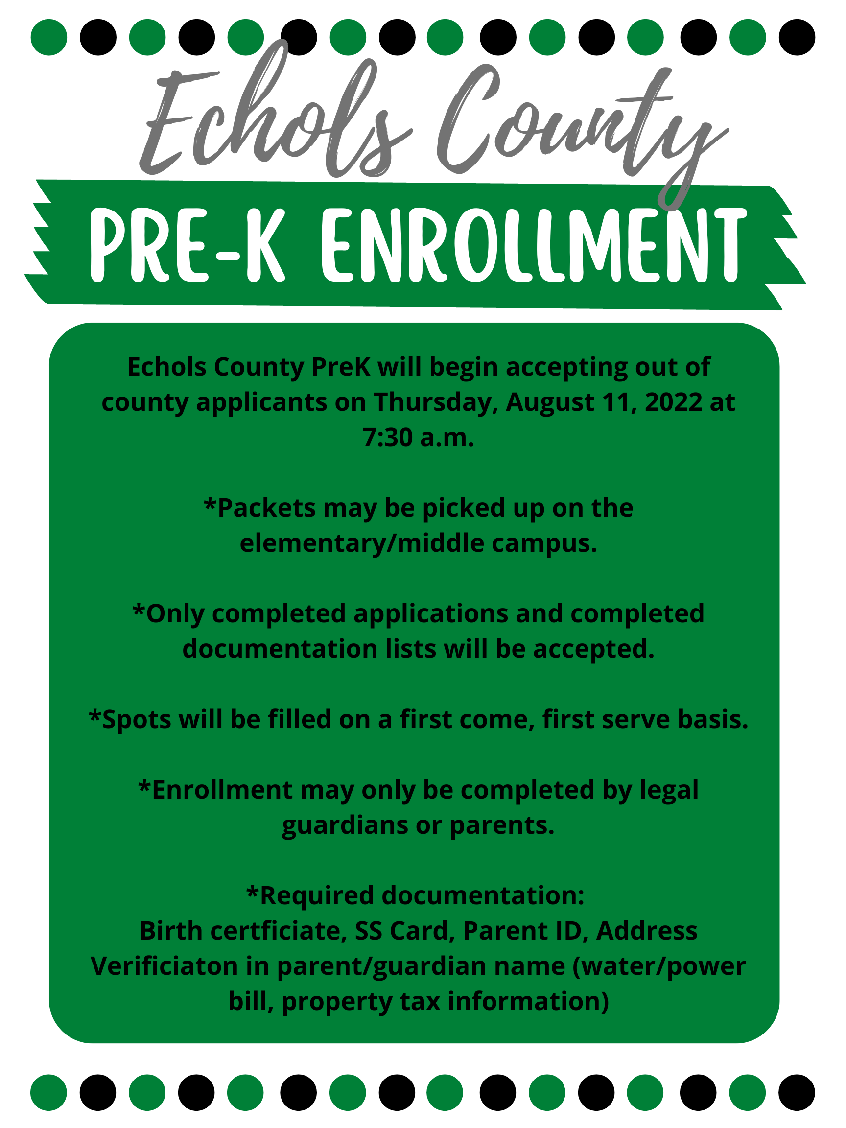 PreK Out of County Announcement