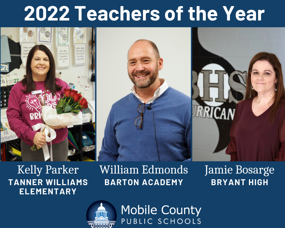 Mobile County Public Schools names three countywide Teachers of the Year