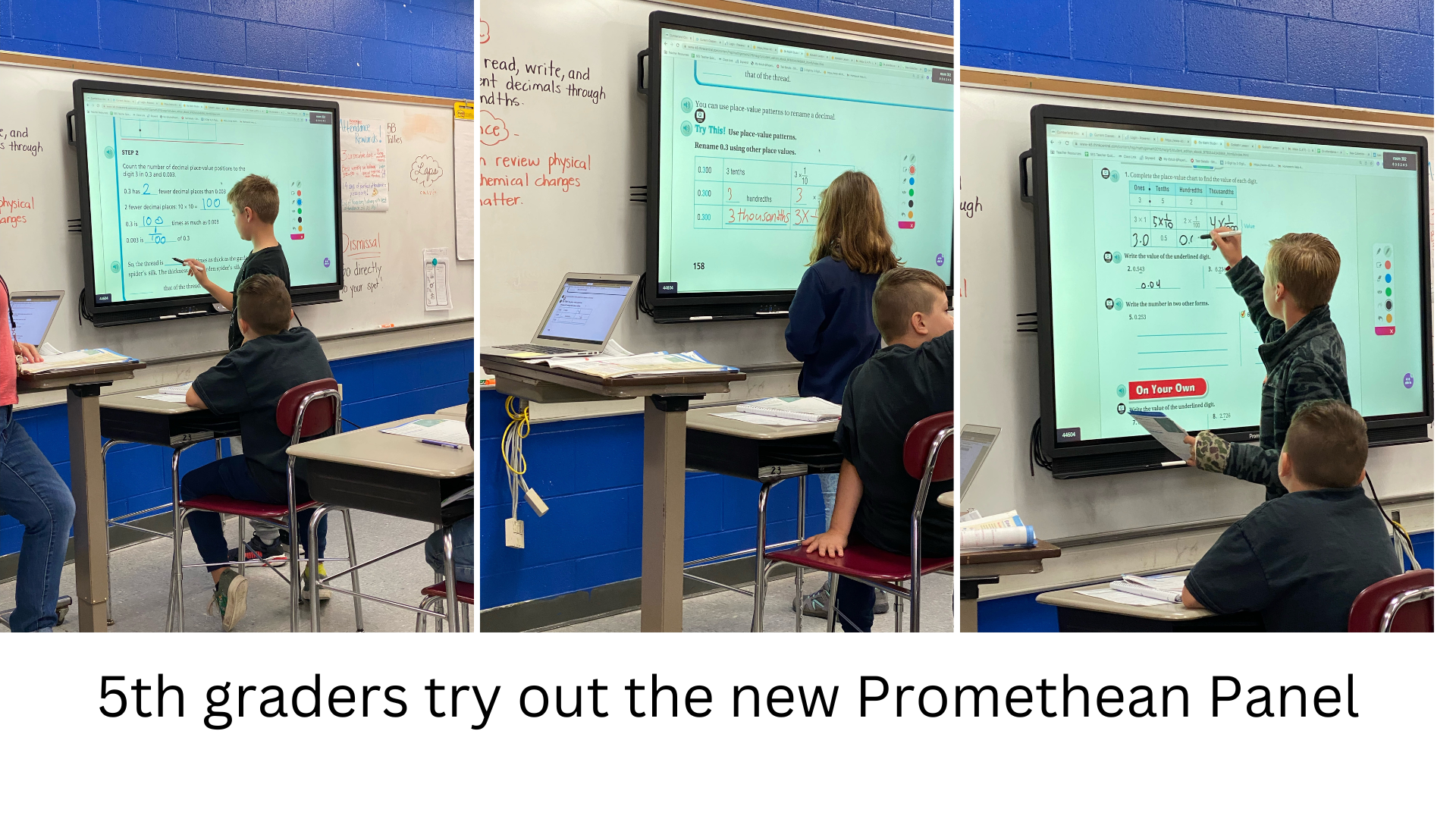 5th grade students using Promethean Panel 