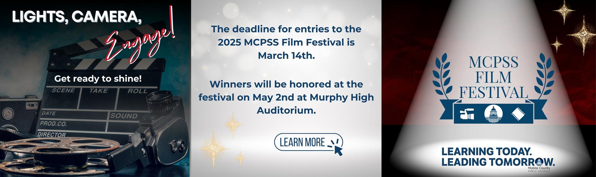 Lights, Camera, Engage! Get Ready to Shine. The deadline for entries to the 2025 MCPSS Film Festival is March 14th. Winners will be honored at the festival on May 2nd at Murphy High Auditorium. MCPSS Film Festival