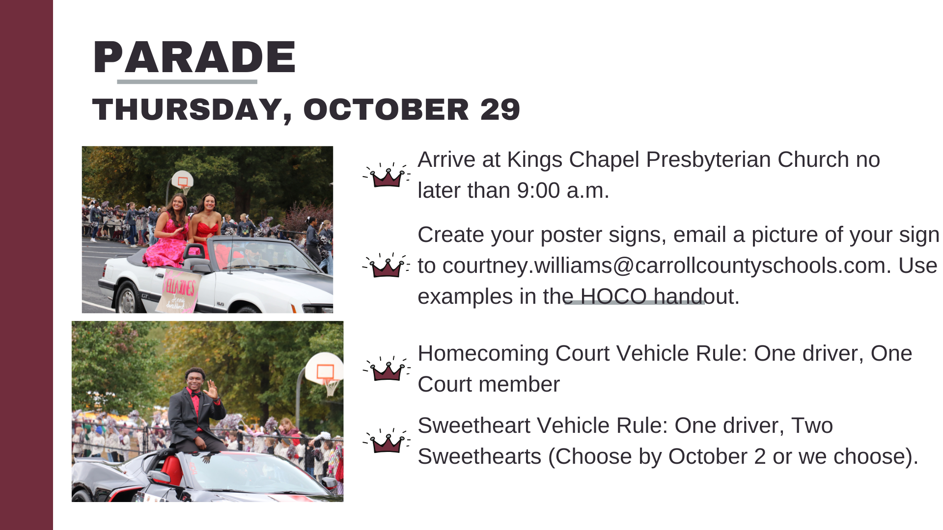 Parade details and location