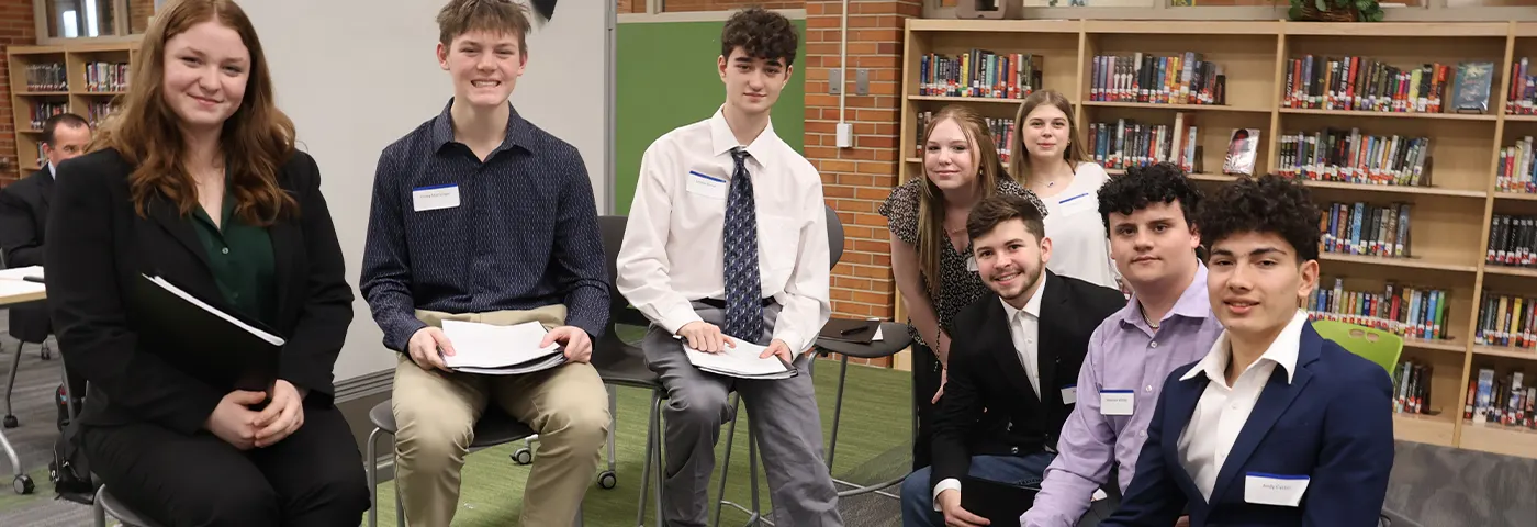 Students at Mock Interviews at Dow High School. Enroll today for opportunities like this at https://www.midlandps.org/enrollment