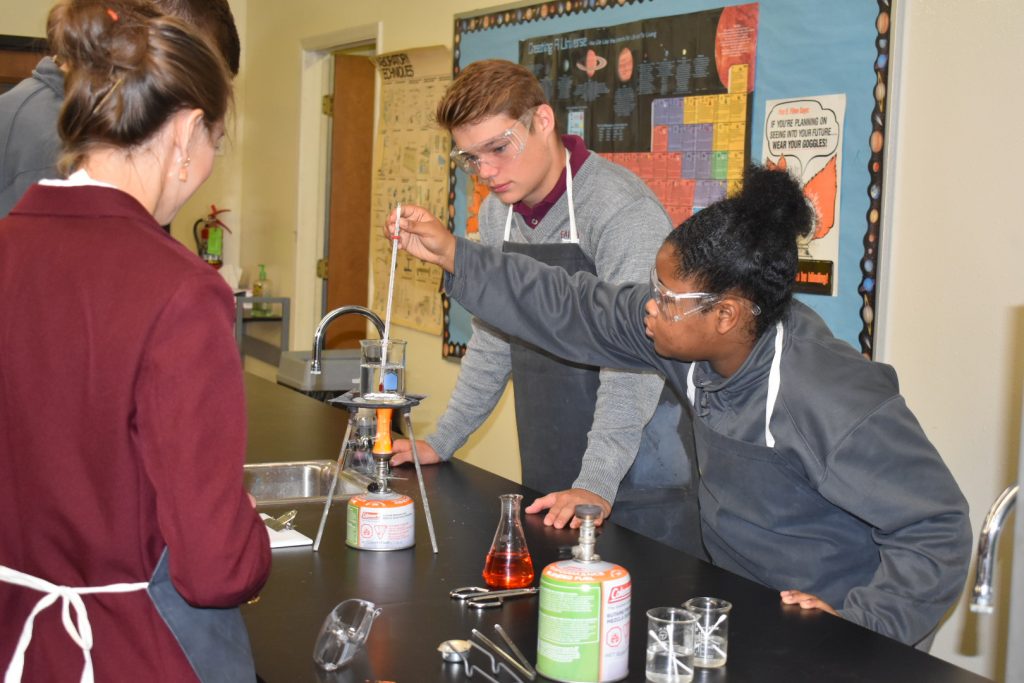 students in chemistry lab