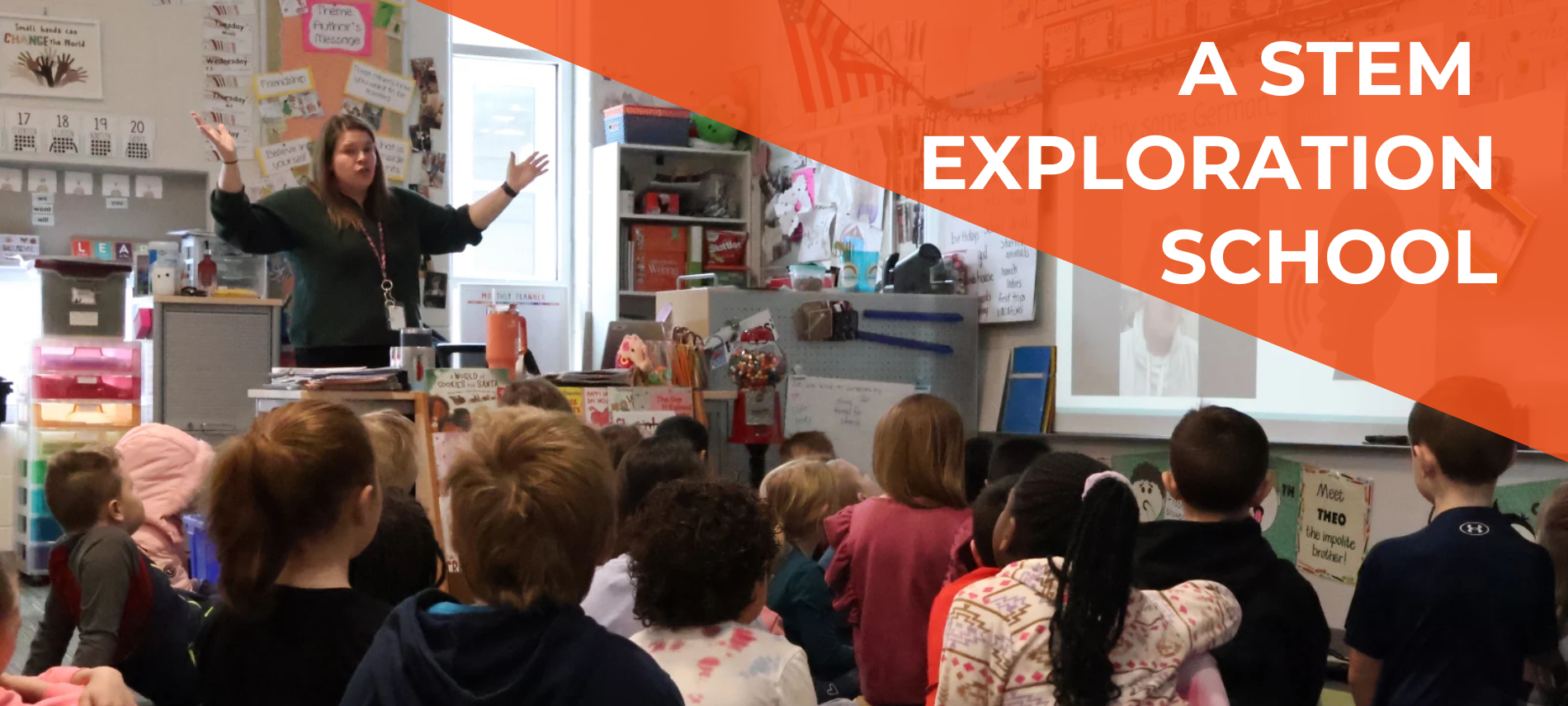 a stem exploration school over a classroom of kids