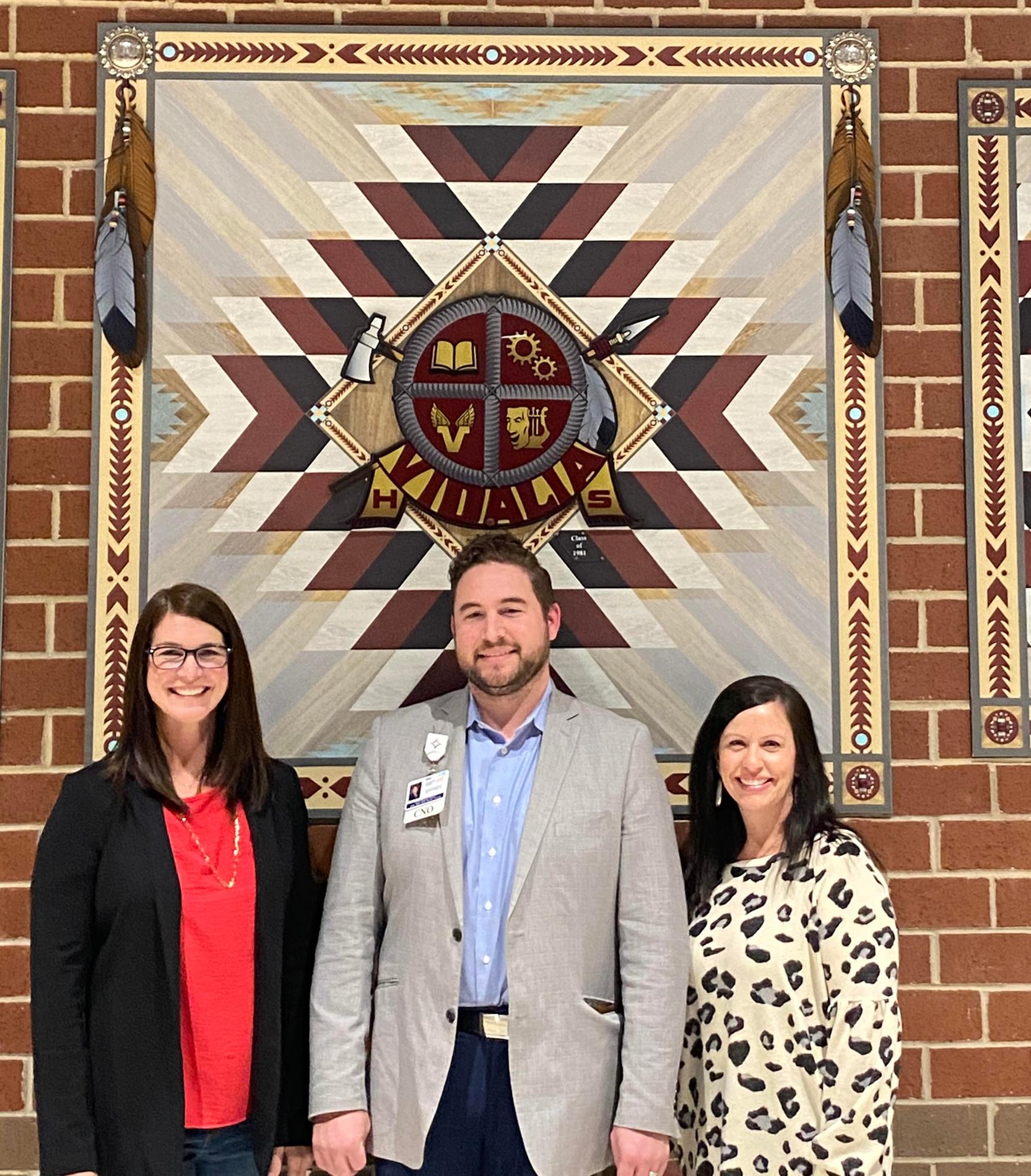 Amy Gilles (VHS CTAE Director), Jeffrey Harden (Meadows Chief Nursing Office), Shelly Cleghorn (VHS HOSA Sponsor)