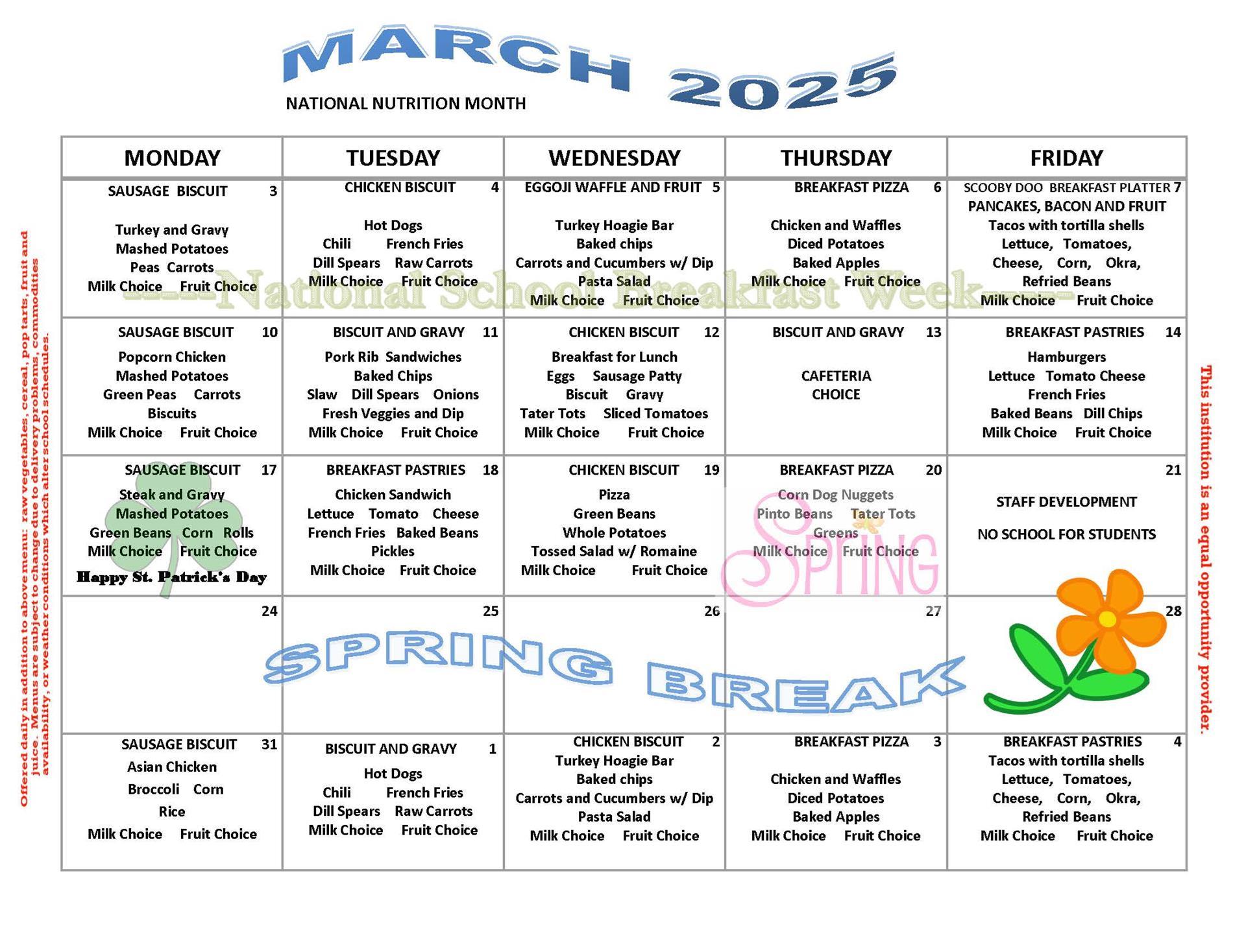 March Menu