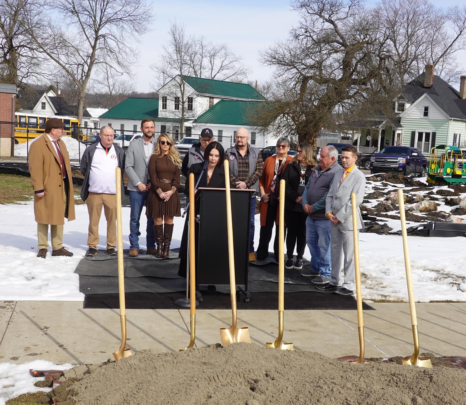 Superintendent Lisa McCane addressing attendees at Thursday's groundbreaking ceremony.