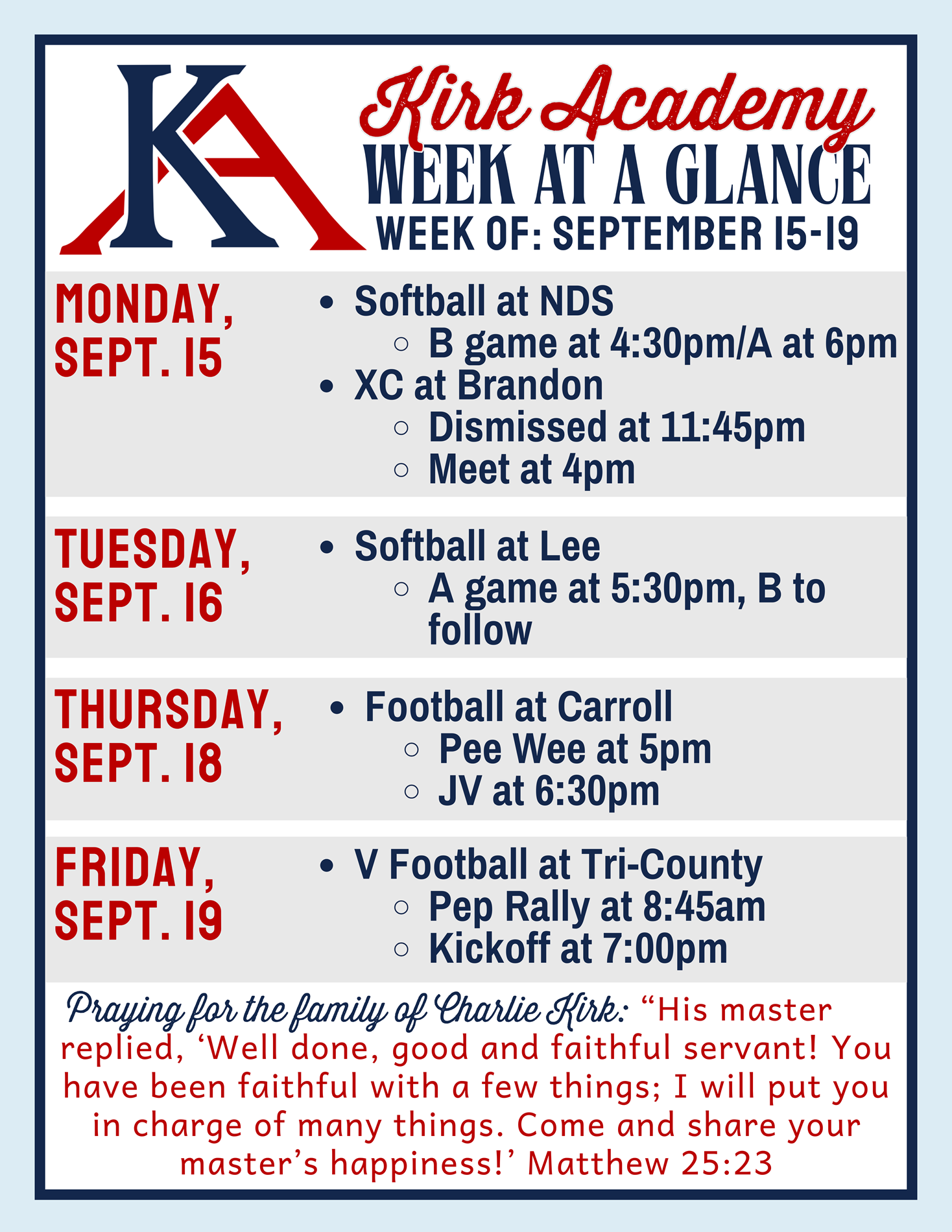 week at a glance