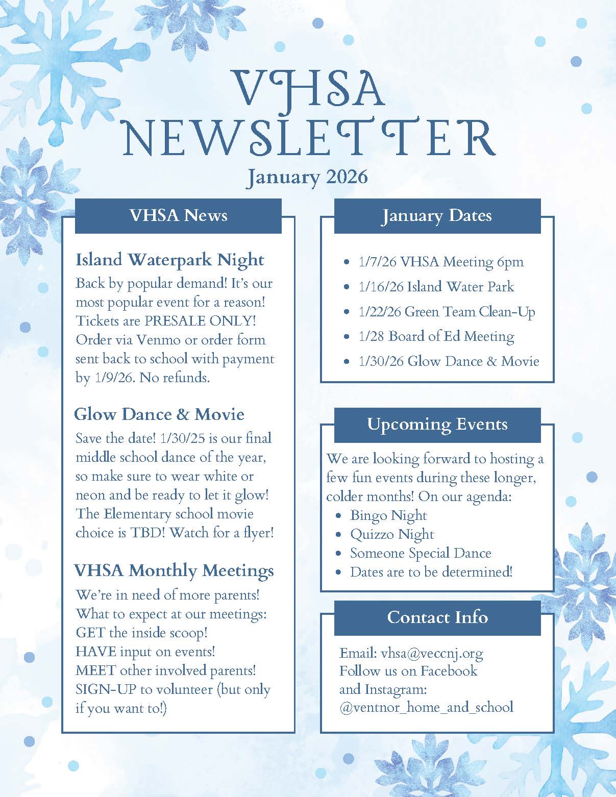 VHSA January Newsletter VHSA January Newsletter