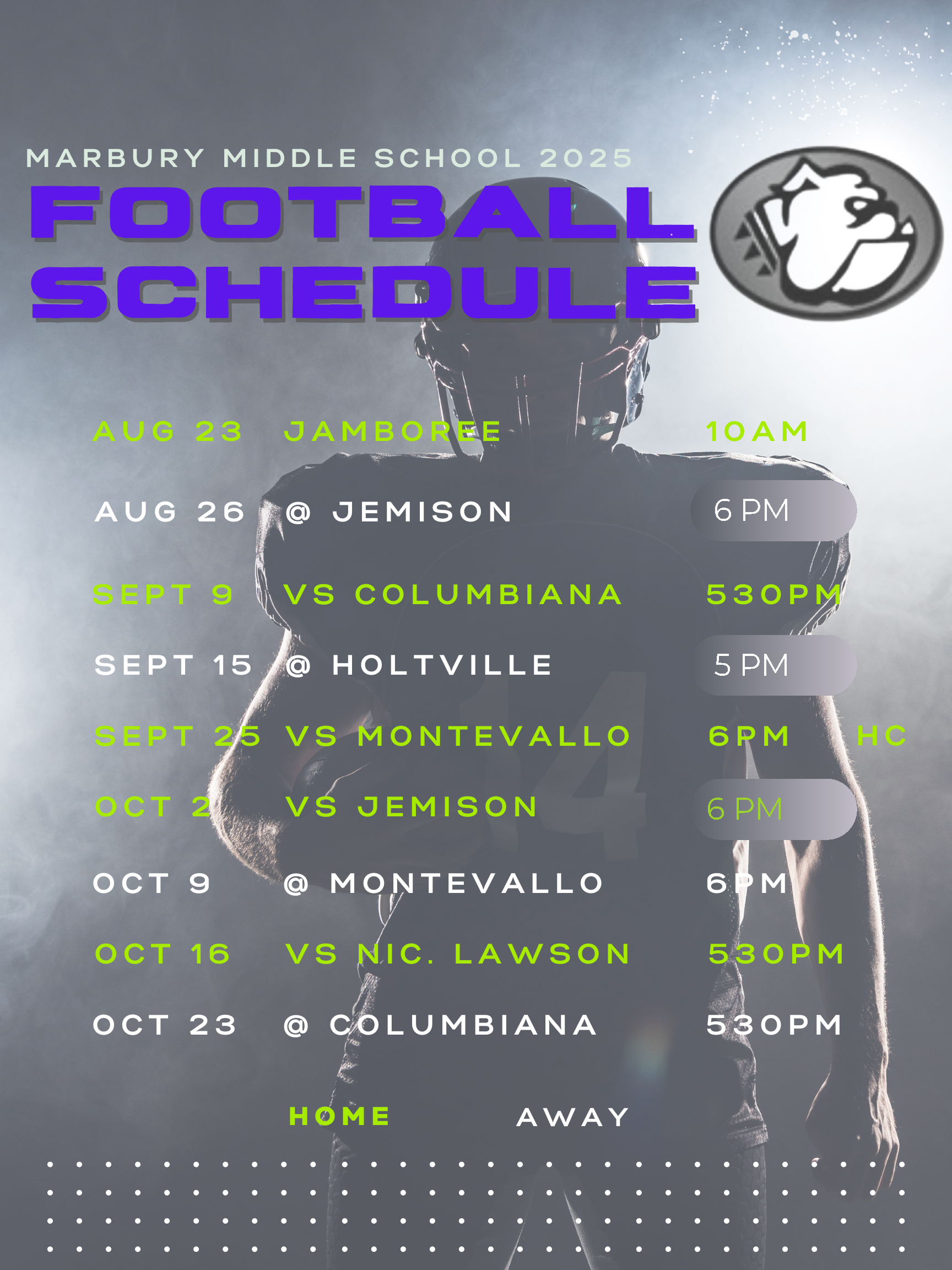 2025 MMS Football Schedule
