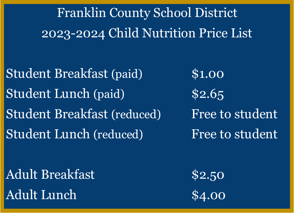 Menu Price Chart