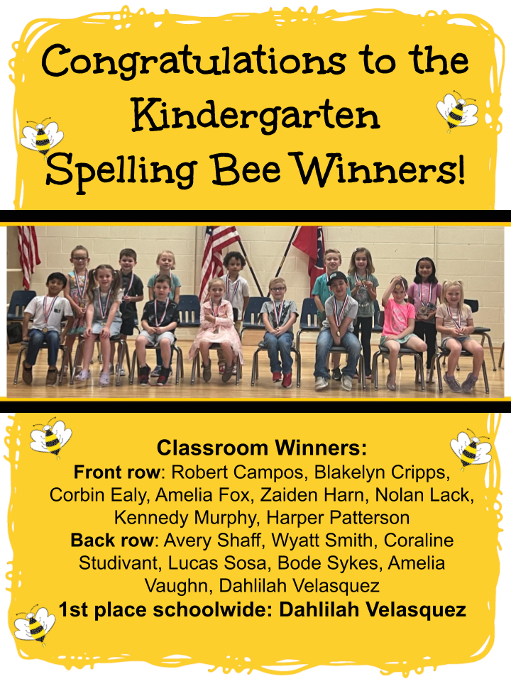 kindergarten spelling bee winners