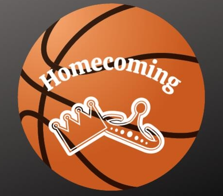 Basketball with homecoming crowns on it