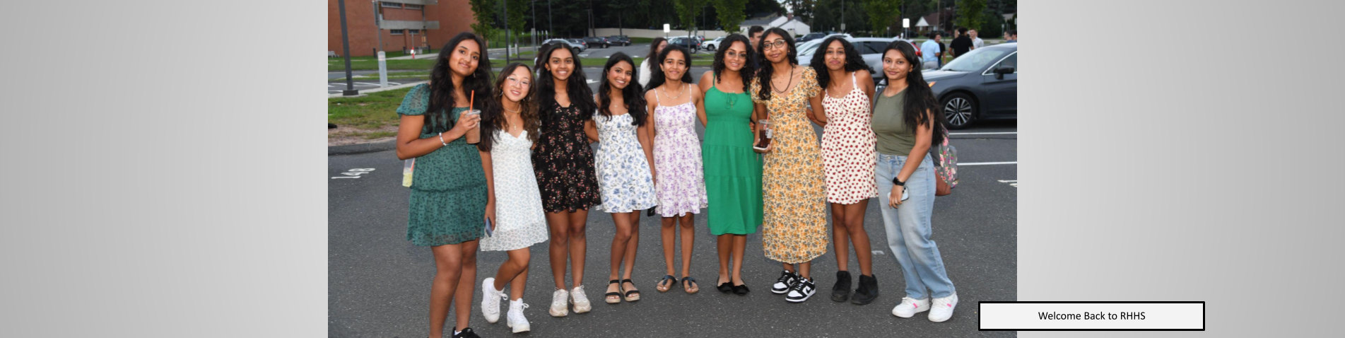 A group of girls posing in the parking lot on the first day of school at RHHS