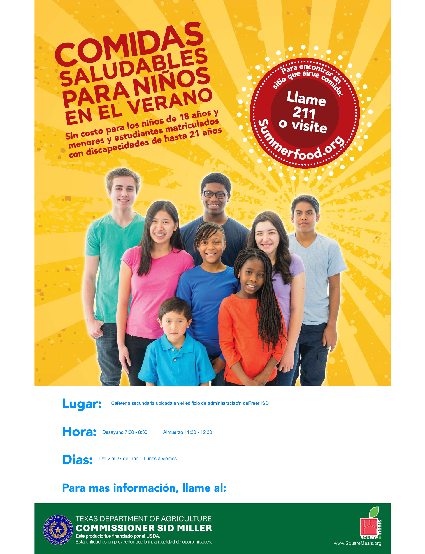 Summer Meals for Kids Flyer Spanish